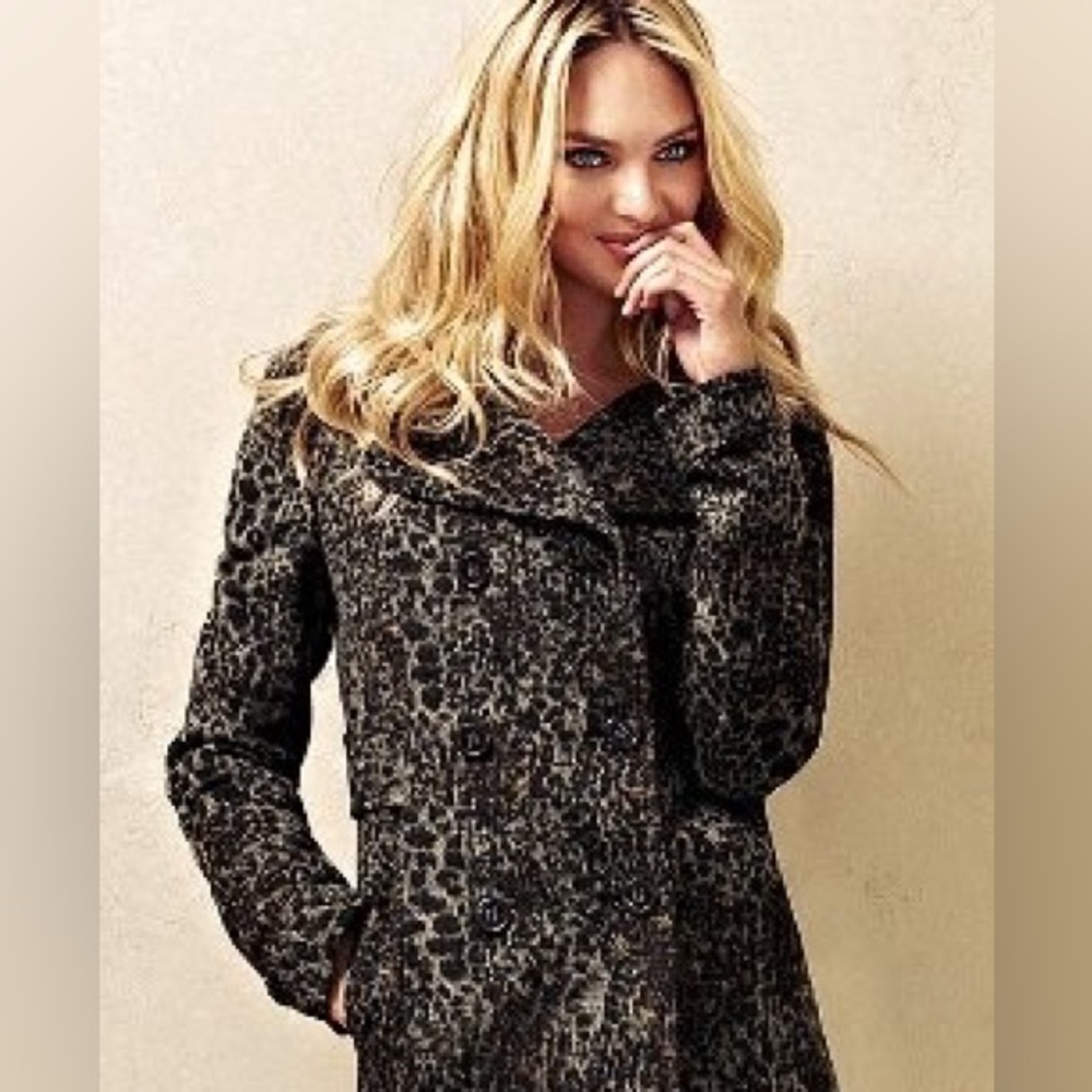 VS leopard pea coat moda international size 0 NWOT - Picture 2 of 8